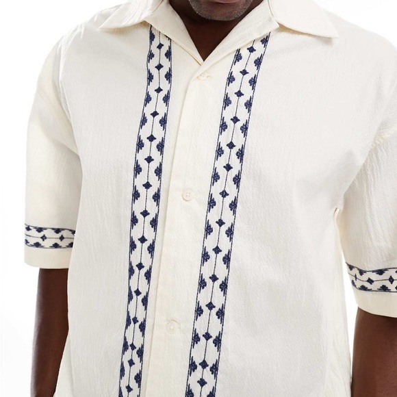 ASOS Jack & Jones Men’s Linen Print Resort Shirt - Size XL - Picture 4 of 5